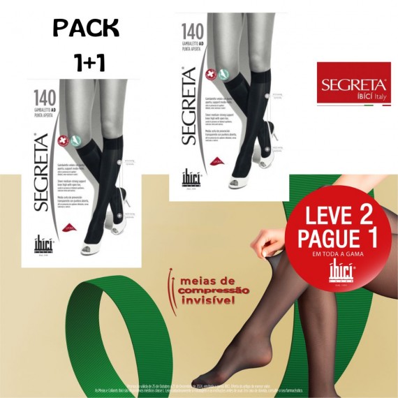 Pack 2 pares - Meia Ibici 140den Até Ao Joelho Pé Aberto (malha De Favo)